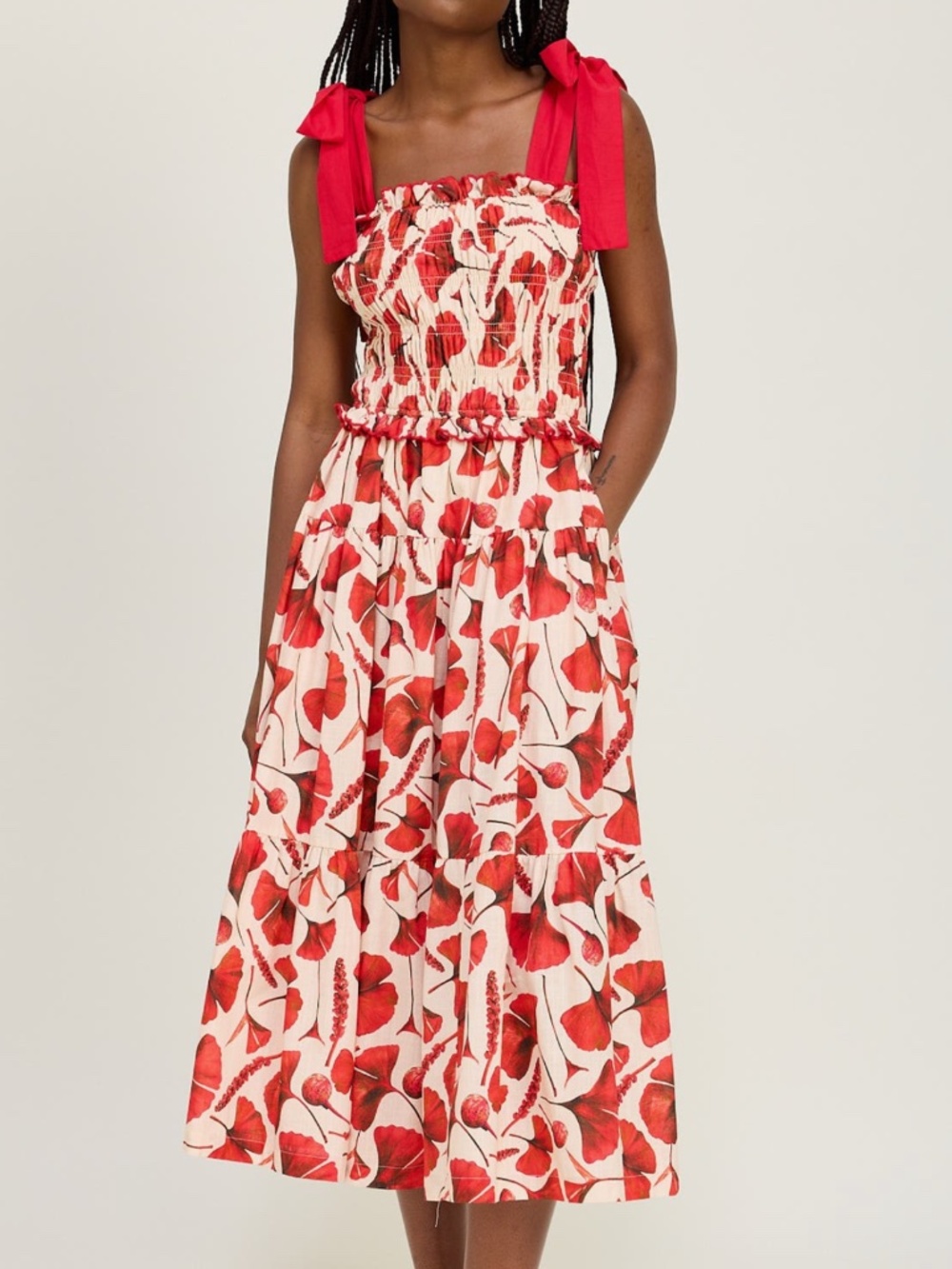 NWT Anthropologie En Saison Josie Gingko Leat Print Cotton Blend Sundress
